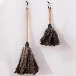 Dammsugare & Tillbehör-Fjäderdammsvippa Mjuk Antistatisk Miljövänlig Tvättbar Återvinningsbar Rengöring Strutsfjäder Trähandtag Fluffig Dammvippa För Hemmet