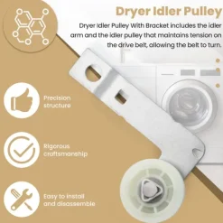 Torktumlare-för W10837240 Torktumlare Spännrulle med Fäste, Ersättningsdel för Kenmore Torktumlare