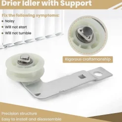 FMYSJ Torktumlare-för W10837240 Torktumlare Spännrulle med Fäste, Ersättningsdel för Torktumlare (FMY)