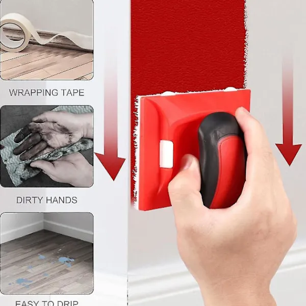 EURL Fönsterrengöring-Färgkant med 4 ersättningsdynor, färgapplikator, tvättbar vägghörn och kant