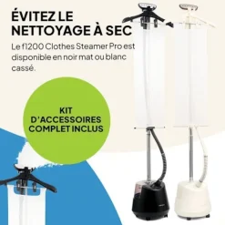 FRIDJA Ångtvättar-f1200 Pro 2200W ångstrykare, 3L tank, dubbel ånga, idealisk för alla tyger, modern design i off-white