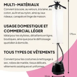 FRIDJA Ångtvättar-f1200 Pro 2200W ångstrykare, 3L tank, dubbel ånga, idealisk för alla tyger, modern design i off-white