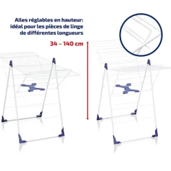 LEIFHEIT Tvättillbehör-Fristående torktumlare - - Classic 250 Flex - 81409 - Lätt att öppna/stänga - Tvättnät - 25 m - Vit