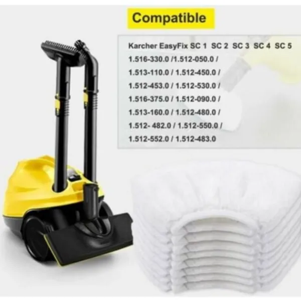 Ångtvättar-Förpackning med 8 Mikrofiberhättor för Kärcher, Dukar för Handmunstyckstillbehör för Ångtvättar SC 1, 2, 3, 4, 5/NC/
