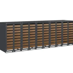 vidaXL Soptunnor-Förvaring för 3 soptunnor Antracit 340 x 77,5 x 115,5 cm Stål