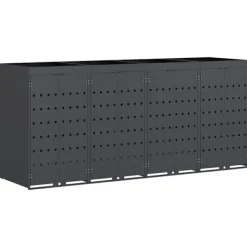 vidaXL Soptunnor-Förvaring för 4 soptunnor Antracit 272 x 77,5 x 121,5 cm