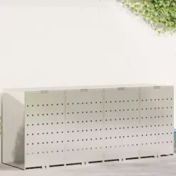 vidaXL Soptunnor-Förvaring för 3 soptunnor Silver 340 x 77,5 x 115,5 cm