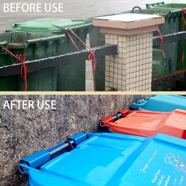 LBSS Soptunnor-Fästen för hjulsoptunnor i stål Lätt att installera papperskorgsställ för trottoarer på bakgårdar