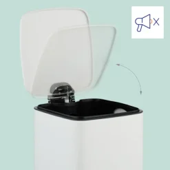 Northix Soptunnor-Fyrkantig pedalbehållare 8L med mjukstängande lock och foder