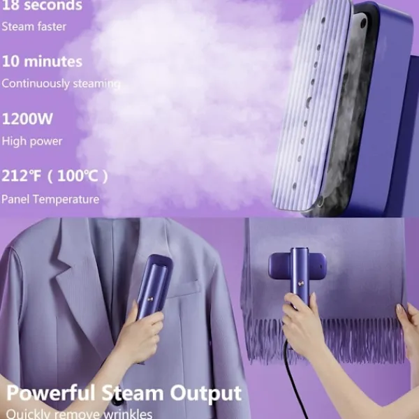 Ångtvättar-G5 Klädångare, Professionell 2 i 1 Ångare för Kläder och Strykjärn, Endast 0,8 kg Lätt, 1200 W 10 Minuters Kontinuerlig Ånga för Resor och Hem