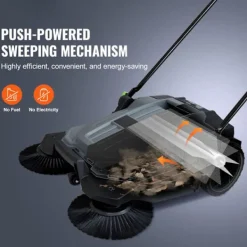 DUOKU Städmaskiner-Gångförare sopmaskin--Manuell trycksopmaskin 25,6 tum-5 gallons avfallskärl