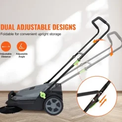 DUOKU Städmaskiner-Gångförare sopmaskin--Manuell trycksopmaskin 25,6 tum-5 gallons avfallskärl