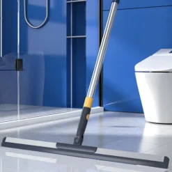 Fönsterrengöring-Golvskrapa för dusch badrum kök hem kakel djurhår golv glas fönster vatten skum rengöring Blå