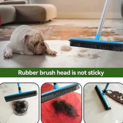 FMYSJ Städmoppar-Gummikvast, Teleskopisk Golv- och Mattkvast, Rengöringsverktyg för Borttagning av Djurhår (Blå) (FMY)