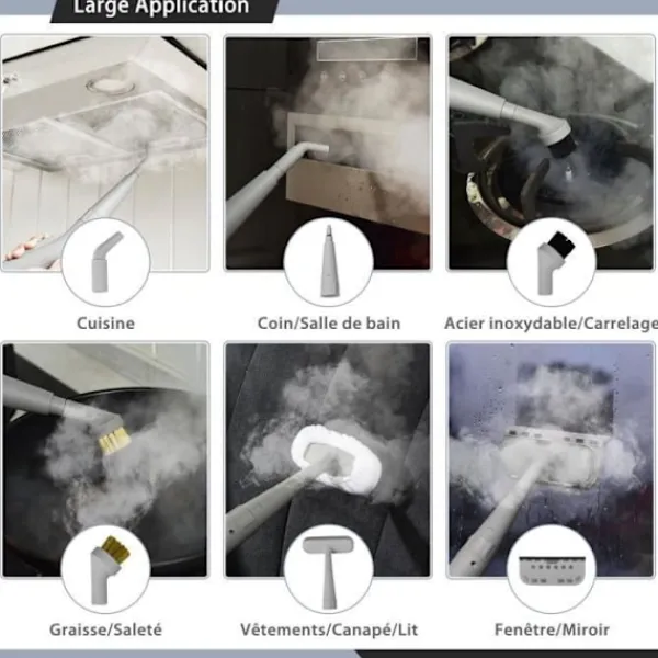 COSTWAY Ångtvättar-Handdammsugare med ångfunktion 1000W för vägglöss 300 ml tank 10 tillbehör Temperatur 95°C Tryck 3 Bar
