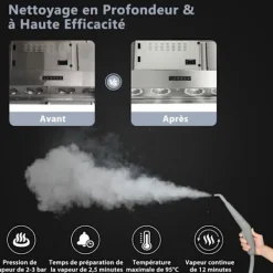 COSTWAY Ångtvättar-Handdammsugare med ångfunktion 1000W för vägglöss 300 ml tank 10 tillbehör Temperatur 95°C Tryck 3 Bar
