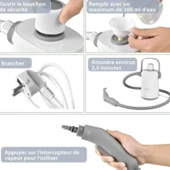 COSTWAY Ångtvättar-Handdammsugare med ångfunktion 1000W för vägglöss 300 ml tank 10 tillbehör Temperatur 95°C Tryck 3 Bar