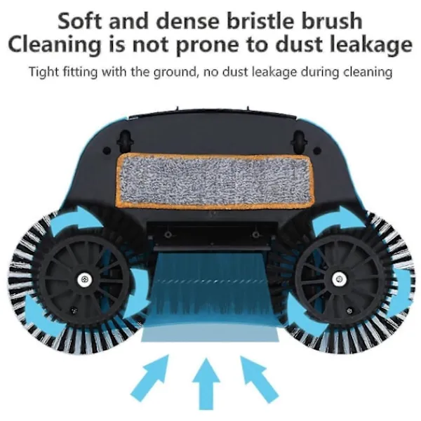 Städmaskiner-Handdriven sopmaskin, 2 i 1 torr sopning & våtmoppning för hemstädning, golvsopning och moppningsmaskin