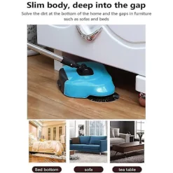 Städmaskiner-Handdriven sopmaskin, 2 i 1 torr sopning & våtmoppning för hemstädning, golvsopning och moppningsmaskin