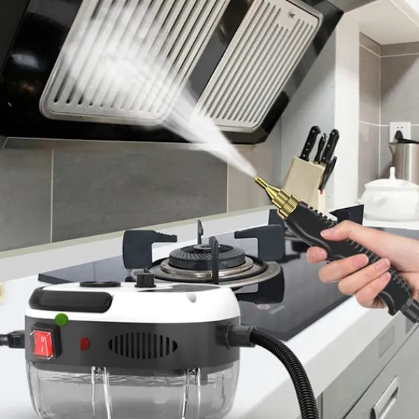 Ångtvättar-*Handhållen högtrycksångtvätt, ångrengörare, 2500 W ångtvätt med borsthuvuden för kök, badrum, bil (vit){YFL}