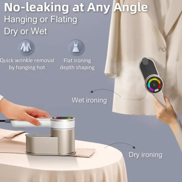 Ångtvättar-Handhållen Klädångare, med 6 Stryklägen 1200W Ångare (Guld)