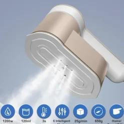 Ångtvättar-Handhållen Klädångare, med 6 Stryklägen 1200W Ångare (Guld)
