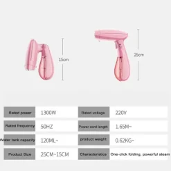 Ångtvättar-Handhållen Klädångare Vikbar Utgåva Bärbar Ångare för Kläder Säker Tygångjärn för Både Vertikal & Horisontell Klädhantering