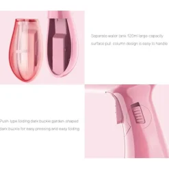 Ångtvättar-Handhållen Klädångare Vikbar Utgåva Bärbar Ångare för Kläder Säker Tygångjärn för Både Vertikal & Horisontell Klädhantering