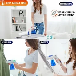 Ångtvättar-Handhållen Klädångare 1600W, 40 Sekunders Snabb Uppvärmning 250 ml Vattentank (Blå)