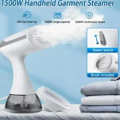 Ångtvättar-Handhållen Klädångare, 1500W Portabel Klädångare med 300ml Avtagbar Vattentank, Svart Värme