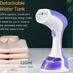 Ångtvättar-Handhållen Klädångare 1100W Snabb Uppvärmning Med 120Ml Avtagbar Vattentank (Blå)