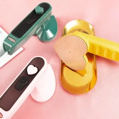 Ångtvättar-Handhållen minidamptång reseportabel klädångare för kläder rosa