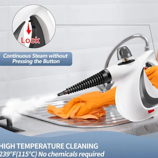 Ångtvättar-Handhållen ångrengörare, bärbar ångrengörare med stor kapacitet, 11-delat tillbehörset för golv, bil, matta, klädsel, soffa, kakel,