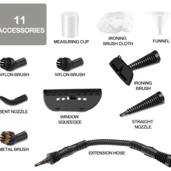 Ångtvättar-Handhållen ångrengörare, bärbar ångrengörare med stor kapacitet, 11-delat tillbehörset för golv, bil, matta, klädsel, soffa, kakel,