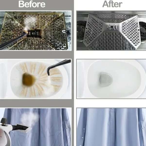 Ångtvättar-Handhållen ångrengörare, bärbar ångrengörare med stor kapacitet, 11-delat tillbehörset för golv, bil, matta, klädsel, soffa, kakel,