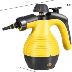 Ångtvättar-Handhållen ångrengörare, Multifunktionell ångrengörare, Ångstrykjärn, 1050W, Med tillbehör (Gul)