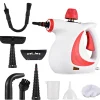 Ångtvättar-Handhållen ångrengörare, portabel 10-i-1 ångmästare med stor kapacitet (Röd)