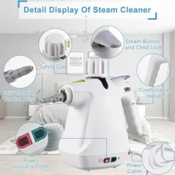 Ångtvättar-Handhållen ångrengörare, tryckångrengörare för hem, soffa, kök, badrum, bil, golv, 10 i 1 klädselångrengörare