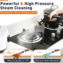 Ångtvättar-Handhållen ångrengörare, 2500W högtrycksånga för renare, ångrengörare för hemmabruk med 1500 ml stor kapacitet, bred mun, ångrengörare