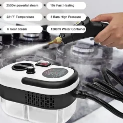 Ångtvättar-Handhållen ångtvätt – 2500W tryckångare med 3 borsthuvuden, 1000 ml vattentank