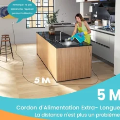 COSTWAY Ångtvättar-Handhållen Ångtvätt 1500W Sängbuggar -400 ml Tank-2 Bar-14 Tillbehör-125 ℃-Barnsäkerhetslås-