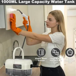Ångtvättar-Handhållen trycksatt ångrengörare, 1000 ml vattentank, 15 sekunders uppvärmningstid