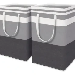 Het rea Tvättillbehör-Hett erbjudande till lågt pris! 2-delad stor tvättkorg, vattentät, fristående, hopfällbar hög tvättkorg med förlängt handtag - (Gradient Grey, 75 liter) - Glad | Fyndiq
