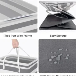 Het rea Tvättillbehör-Hett erbjudande till lågt pris! 2-delad stor tvättkorg, vattentät, fristående, hopfällbar hög tvättkorg med förlängt handtag - (Gradient Grey, 75 liter) - Glad | Fyndiq