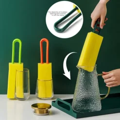 LBSS Svampar & Dukar-Högdensitetssvampkoppsborste med långt skaft Återanvändbar vattenflaskaborste