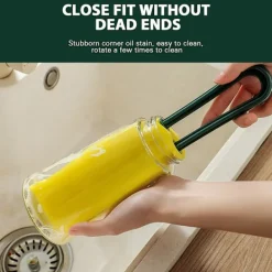 LBSS Svampar & Dukar-Högdensitetssvampkoppsborste med långt skaft Återanvändbar vattenflaskaborste