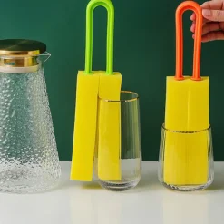 LBSS Svampar & Dukar-Högdensitetssvampkoppsborste med långt skaft Återanvändbar vattenflaskaborste