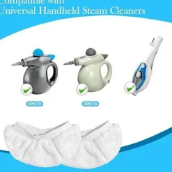 Ångtvättar-Högkvalitativa 10 st Ångrengöringstillbehör, universella återanvändbara ångmoppdynor, ångmunstycksfästen handhållen Vit