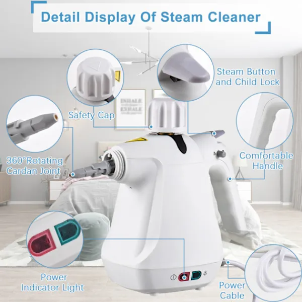 Ångtvättar-Högtrycks- och högtemperatur 1000W ångrengörare med 9 tillbehör