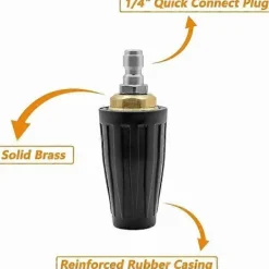 CL Högtryckstvättar-Högtrycks roterande munstycke, 3600 PSI turbo roterande munstycksspetsar, 1/4 snabbkopplings roterande högtryckstvättmunstycken för l